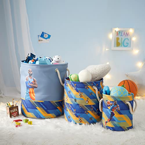 Image of Space Jam: A New Legacy 3 Piece Multi Size Fabric Nestable Toy Storage Basket Set, with Rope Carry Handles