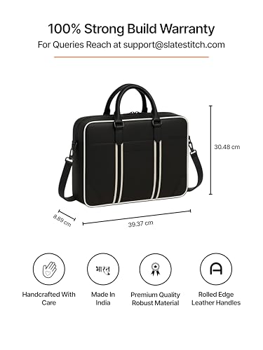 Image of Vegan Leather Laptop Messenger Bag for Men & Women | 15.6 Inch Office Shoulder Bag with Padded Laptop Compartment Multi-Pocket Travel Satchel Adjustable Strap Business Bag | Alls