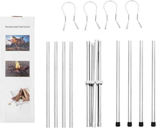 Tragbare Feuerstelle für Außen,56CM Feuerschale Edelstahlgeflecht Feuerstelle Grill mit Feuer Pit Mat und Carry Bag,Fire Pit Outdoor Edelstahl Feuerstelle fur Outdoor,Garten, Camping, Patio, BBQ