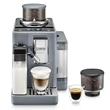 De'Longhi Rivelia EXAM440.55.G, superautomatyczny ekspres do kawy z LatteCrema Hot, automatyczny spieniacz do mleka, kompaktowy rozmiar, 16 przepisów, kolorowy ekran dotykowy, szary