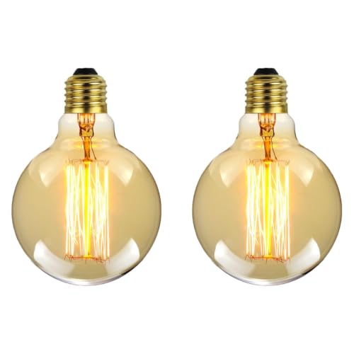 Image of Fizzytech G80 LED Filament Globe Bulb, Warm White 3500K, Clear Glass Decorative Edison Light, E26 /E27 Standard Base, Energy Efficient Lamp for Home, Bedroom, Living Room, Cafe & Restaurant - Pack of 2