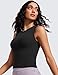 CRZ YOGA Womens Ribbed High Neck Tanks Sleeveless Fitted Basic Tops Going Out Casual Yoga Workout Shirts Black Large