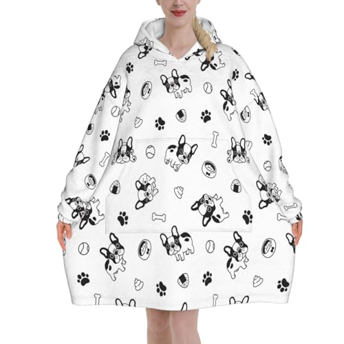 Sweat à capuche flanelle chaud avec manches et poches Boston Terrier