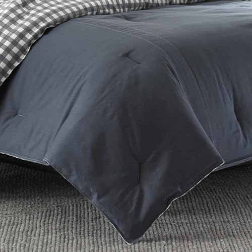 Image of Eddie Bauer - Twin Comforter Set, Reversible Bedding with Matching Sham, Pre-Washed for Added Softness, Medium Weight, Dorm Essentials (Kingston Charcoal)