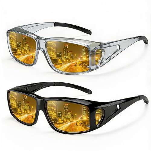 Image of Bio-th Night Driving Glasses for Men Women, Fit Over Glasses Anti Glare Polarized Night Vision Glasses for Driving,HD Lens