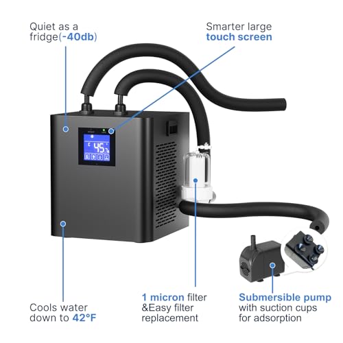 Ice Bath Water Chiller for Cold Plunge Tubs, 1/3 HP Upgraded Water Chiller with Pump, External Filter and Submersible Pump for Home and Professional Use