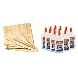 Perfectware 4.5'' Craft Sticks 1000ct & Elmer's Liquid School Glue, Washable, 4 Ounces Each, 12 Count - Great for Making Slime