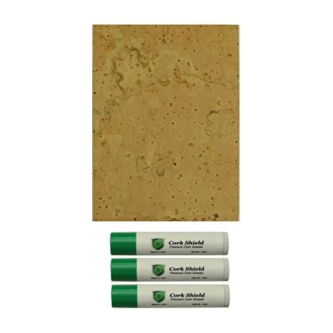 Instrument Clinic Premium Natural Sheet Cork 1/16" with 3 Pack of Cork Grease Cover