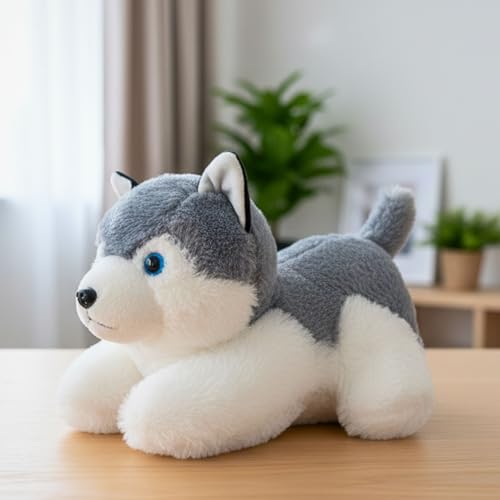 Image of Tickles Husky Dog Soft Stuffed Plush Animal Toy for Kids Boys & Girls Birthday Gifts (Color: Grey Size: 28 cm)