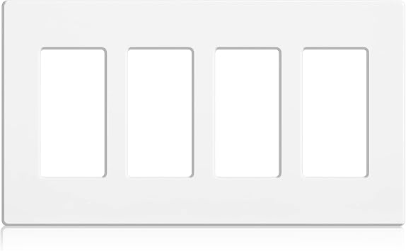 4-Gang Screwless Wall Plate Decorator Outlet Covers for Electrical Outlets,Light Switch,Hidden Screw Face Plates Size 8.30x4.64 1-Pack