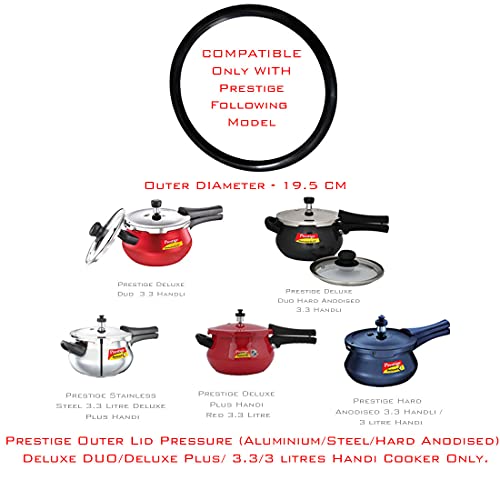 Image of Pioneer Rubber /Nitrile /Seal /Ring /Belt Black Gasket Compatible For Prestige Outer Lid Pressure Cooker Handi 3.3 | 3 | Litres Aluminium | Steel | Hard Anodised (Pack of 5)