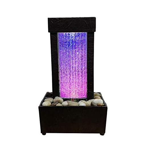 Nature's Mark 10" H Crackled Glass Light Show Tabletop Water Fountain with Natural River Rocks and Color Changing LED Lights (Corded)