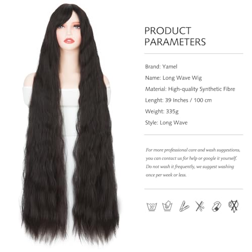 Image of Rose bud Long Wavy Curly Wig with Fringe Brown Wigs for Women Cosplay Costume Synthetic 39 inch Lolita Wig With Bangs