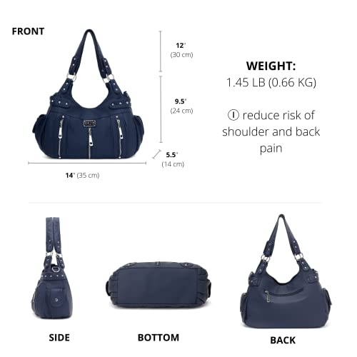 Scarleton Purses For Women Large Hobo Bags Washed Vegan Leather Shoulder Bag Satchel Tote Top Handle Handbags, H129219, Navy Blue #TOP2
