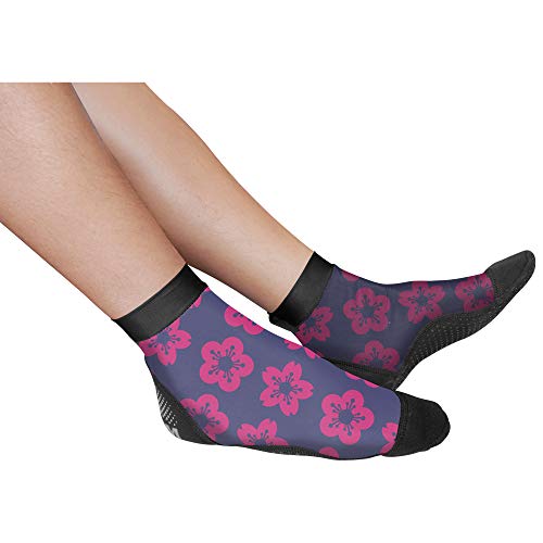 BPS 'Second Skin' Fin Socks - Socks for Beach Volleyball, Surfing, Dive Shoes, Diving, Kayaking, Snorkeling, Beach Sports, Sand Volleyball, Swimming - Low Cut Socks (Pink and Purple Floral, XXL) - Thumbnail 4