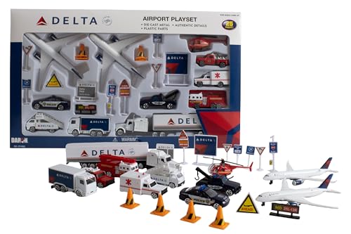 Daron Delta Airport Playset 25-Piece Die-Cast Toy Airplane Ages 3+