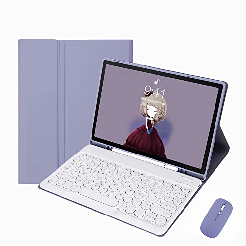 CLALOC Toetsenbord Geval voor Samsung Galaxy Tabblad A7 10.4" T500/T505/T507 met Muis, Dekking met Afneembaar Toetsenbord UK Layout en Trackpad voor A7 10.4" 2020 (SM-T500),Dark purple