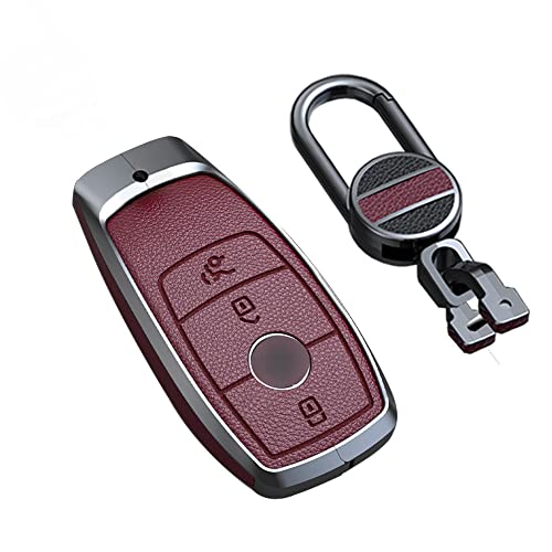 Coque de clé Mercedes en cuir rouge : l'élégance premium pour Classe C, E et S W213