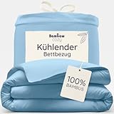 Bambaw Bettbezug Bambus 135x200 cm, Kühlende Bettwäsche, Bettbezug Sommer, Hautfreundlicher Allergie Deckenbezug, nachhaltige und umweltfreundliche 100% Bambus Bettwäsche 135x200 cm (Hellblau)