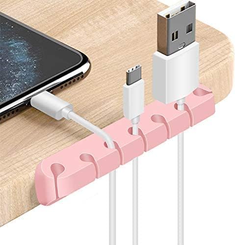 3 Pack Cable Organizer Clips, Cable Management Cord Holder Self Adhesive Silicone Wire Holders for Organizing USB Charging Cable/Power Cord/Mouse PC Desktop Travel Home Office Car-Pink