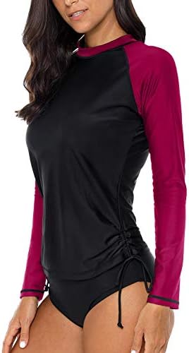 CharmLeaks Women's Long Sleeve Rashguard UPF 50 Sun Protection Swimsuit Top Striped Swim Shirts