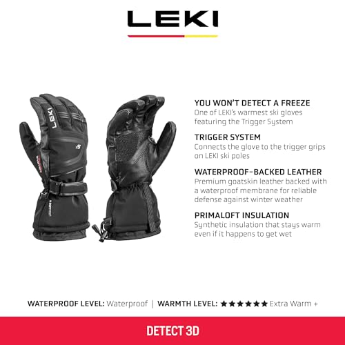 LEKI Detect 3D Primaloft Insulated Waterproof Gloves for Skiing, Snowboarding, & Cold Weather - Black - XX-Large by LEKI - Image 2