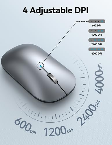 TECKNET Bluetooth Mouse, 2.4G Rechargeable Wireless Mouse for Laptop, Tri-mode Slim Silent Computer Mouse 4000 DPI Portable for Macbook/iPad/Android/Windows/Linux - Image 4