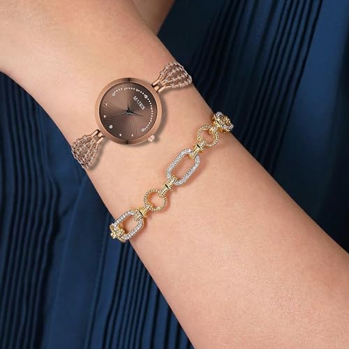 Matrix Daisy Collection | Stone Studded Dial with Designer Stone Studded Bracelet Chain Analog Watch for Women & Girls - Image 6