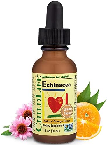 CHILDLIFE ESSENTIALS Liquid Echinacea for Kids - Immune Booster for Kids, All-Natural, Gluten-Free, Allergen-Free, Kids Echinacea Drops - Natural Orange Flavor, 1-Ounce Bottle