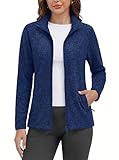MAGCOMSEN Fleece Lined Jacket Women with Zipper Pockets Lightweight Soft Polar Warm Winter Coats for Women Casual M