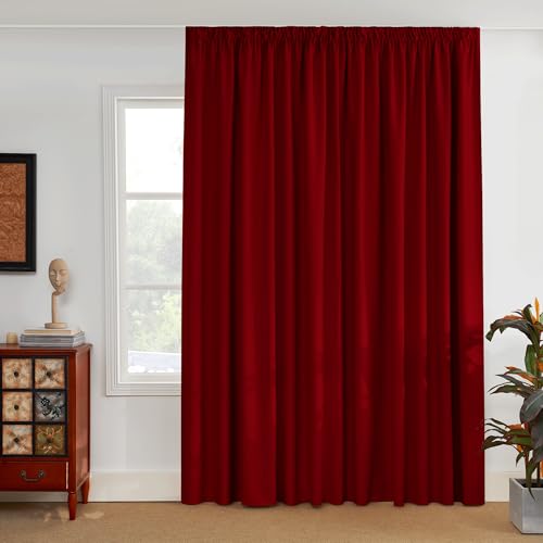 PONY DANCE Wohnzimmer Weihnachts Vorhänge mit Kräuselband für Schienensystem Extra Breite Gardine Rot Blickdicht 1er Set H 245 x B 300 cm Verdunklungsvorhänge Thermogardinen Kälteschutz