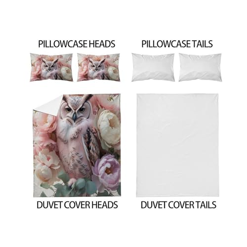 Housse de couette King microfibre taies d'oreiller animaux imprimé 3D filles - 4