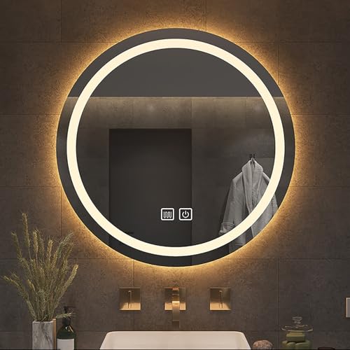 50cm|60cm|70cm|80cm ���E���h�o�X���[���~���[ LED���C�g�t�� �Ɩ��t���Ǌ|�����ϋ� �܂�~�� 3�F����LED���C�g(Anti-fog,80cm)