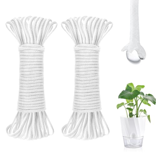 130 Feet Self Watering Wick Cord for Plants, 4mm Self Watering Planter Insert, Self Watering Cotton Rope Plant Water for Vocation, Automatic Plant Water Indoor (130 Feet)