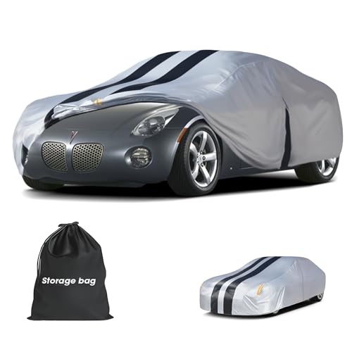 Multi-Layer Car Cover Custom Fit for Pontiac Solstice(2005-2009), 100% Waterproof All Weather for Automobiles, Gift with Towel, Heavy Duty Car Covers for Rain Sun UV Protection with Door Zipper