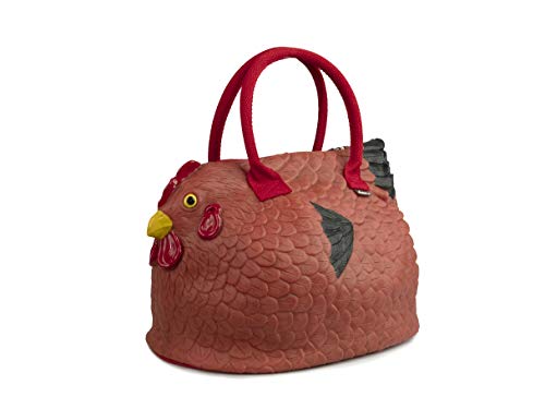 DECCA C. Original Reddish Brown Chicken Handbag - Novelty Fun Purse TOTE Bag