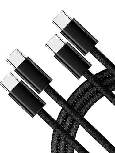 Image of [6.6 ft, 2-Pack] 240W Type C USB C to C Cable for iPhone 17 Charger Fast Charging Nylon Braided Cable E-Marker Charger Cord [Black]