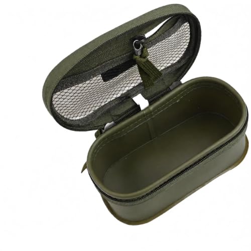 Helilyco Thickened EVA Fishing Tackle Box Small Storage Bucket with Transparent Lid Waterproof Hard Case for Angling Gear Hooks Lures Dark Green