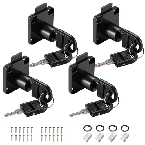 Faankiton 4 juegos de cerraduras de seguridad para cajones, cerradura de seguridad de 20 mm, cerradura de gabinete de seguridad de acero laminado en frío negro, cerradura de muebles, cerraduras de