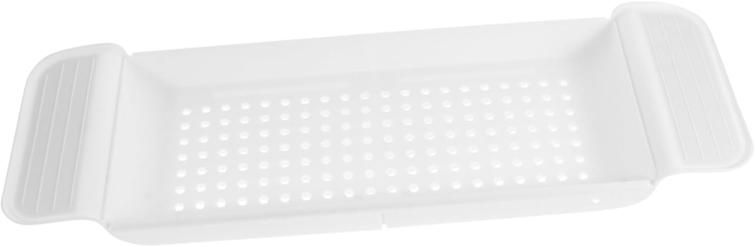 Cabilock Telescopic Bathtub Tray with Wine Holder Plastic Bathtub Organizer for Snacks Tablets and Books Versatile Storage Rack for Relaxing Baths