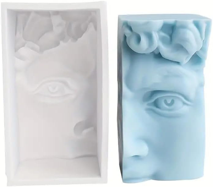 FirstTry Body Shape Candle Molds I 3D Half Face David Head Abstract Sculpture Statue Mould I for DIY Handmade Ornament Aromatherapy Clay Resin Casting Art Craft Making Soap Home Party Decoration (A)