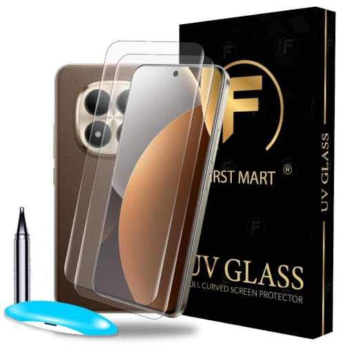 Image of FIRST MART UV Tempered Glass for Redmi Note 15 Pro Plus - Pack of 2, 9H Full-Glue Curved Screen Protectors, HD Clear, Fingerprint Compatible, 2 Complete UV Installation Kits