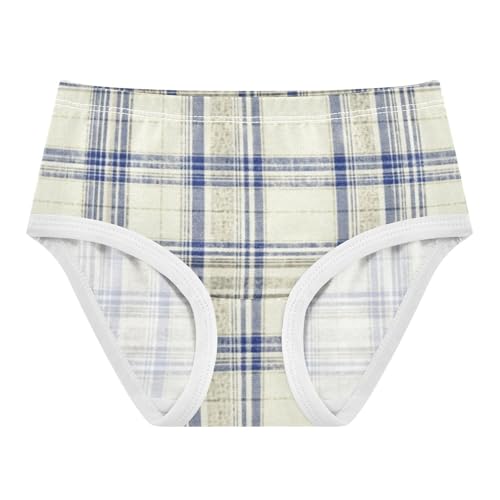 Classic Plaid Pattern Soft Girls' Panties Organic Underpants for Toddler in Sizes 2T,3T, 4T, 5T, 6Y and 8Y