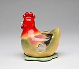 Fine Ceramic Autumn Harvest Country Farm Rooster Hen Tea Light Candle Holder, 4-3/8' H