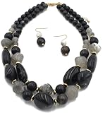 Shineland 2 Layer Jelly Colored Acrylic Handmade Statement Strand Chunky Beaded Fashion Necklaces an