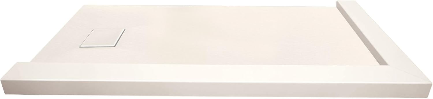 Transolid FZSDT6040C-32 Trimslate 60-in x 40-in Shower Base with Adjustable Double Threshold and Center Drain, Cameo