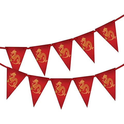 party-decor  /  Chinese New Year Dragon Bunting Banner 15 flags for guaranteed simply stylish party decoration Cover