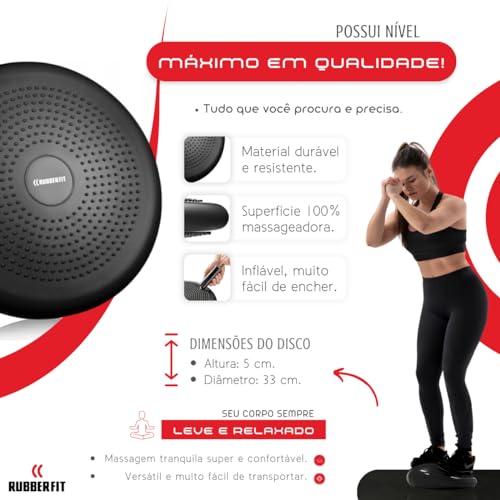 Disco de Equilíbrio Inflável Balance Cushion 33cm com Bomba para Inflar Premium Rubber Fit