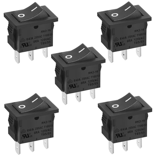 Parti di ricambio Interruttore a bilanciere 5Pcs Nero 2 Posizioni ON-Off 2Pin SPST Pannello Mini Interruttore a bilanciere 12A/125VAC 10A/250VAC Parti di ricambio Interruttore a bilanciere 5Pcs Nero 2 Posizioni ON-Off 2Pin SPST Pannello Mini Interruttore a bilanciere 12A/125VAC 10A/250VAC