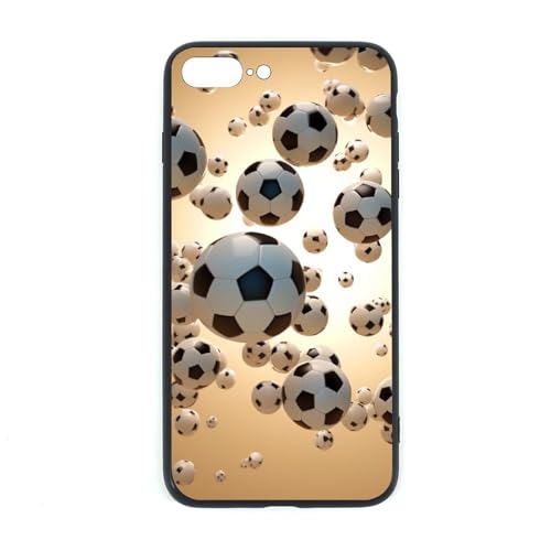 CRIVOTA for iPhone 7P/8P Case - All-New 3D Football Design, Glass Back + TPU Inner Shell, Military-Grade Protection, Extreme Slimness, Precise Cutouts, Cell Phone Cases for Boys Girls